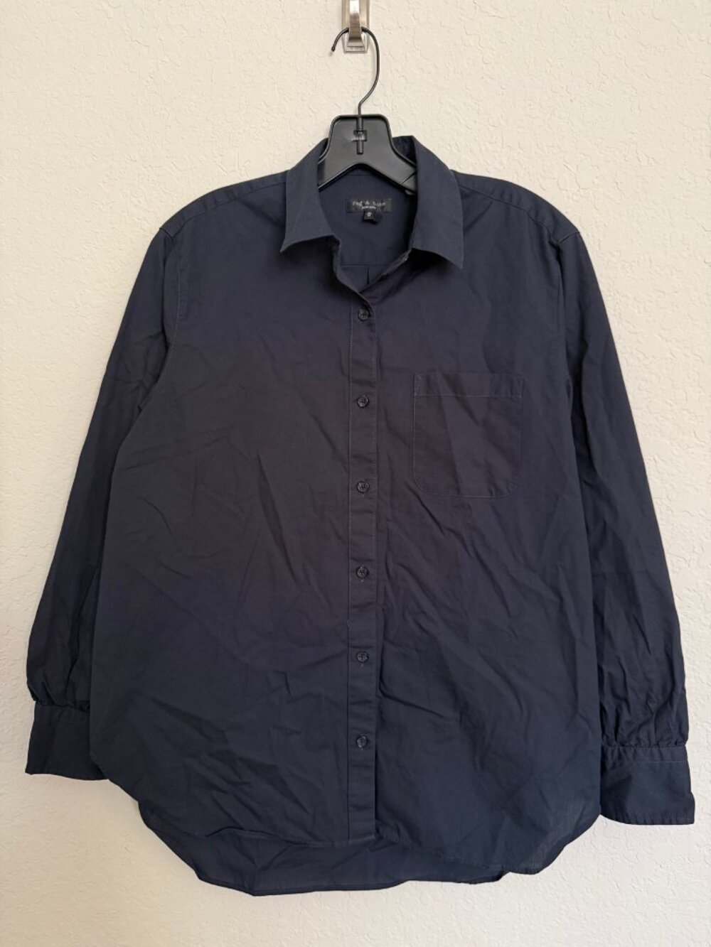 Rag & Bone Navy Blue Button Down Long Sleeve Shirt Size M Classic Quiet Luxury